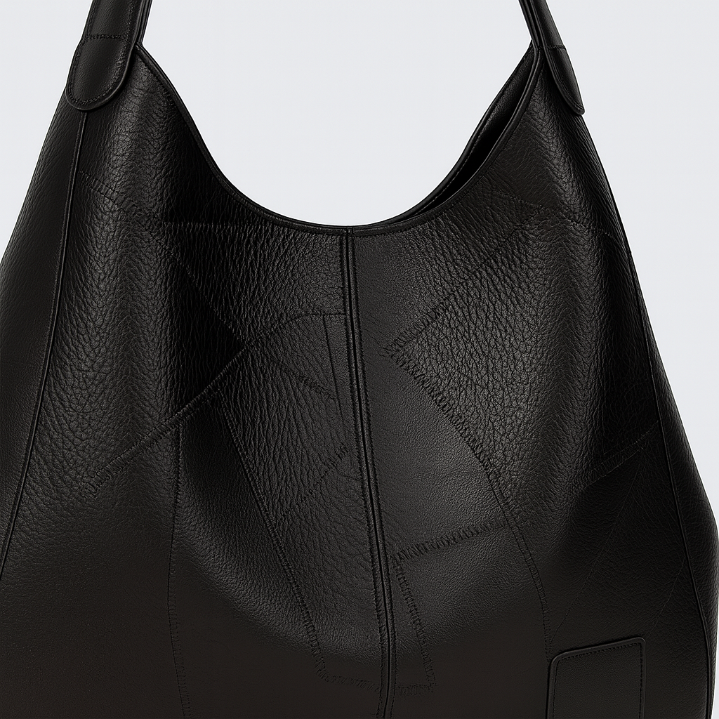 Large soft tote bag with a slouchy silhouette and double shoulder straps.