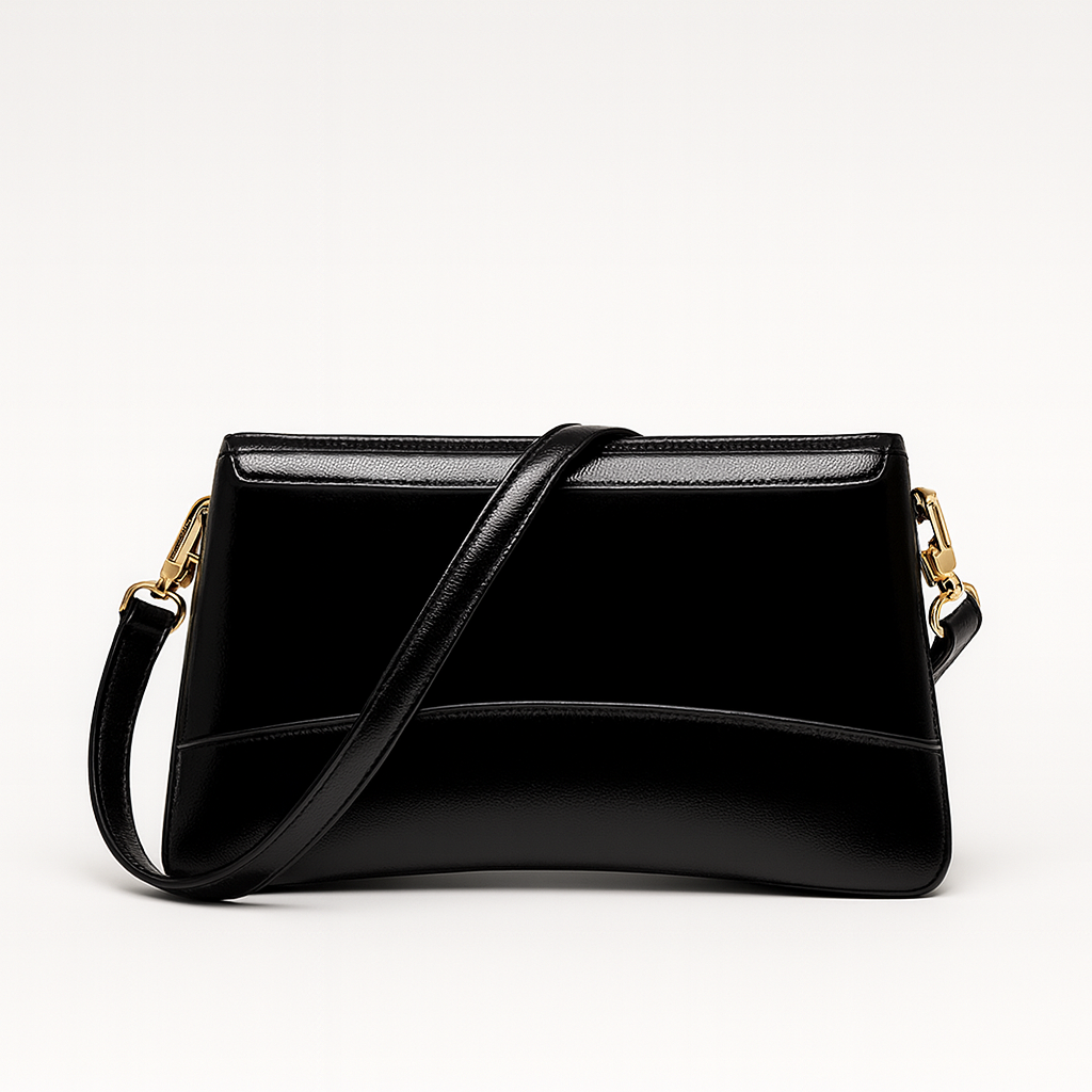 Rectangular shoulder bag with a detachable strap.
