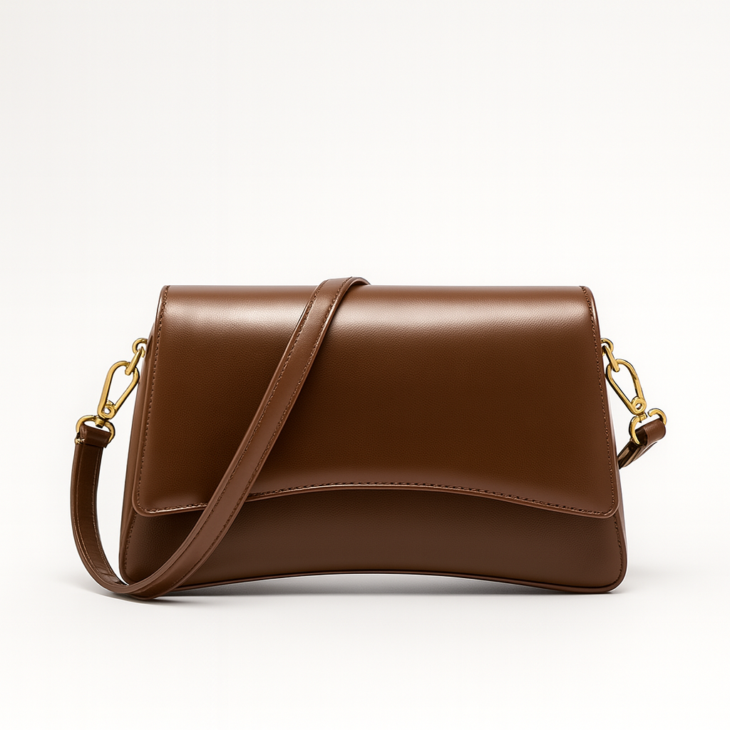 Rectangular shoulder bag with a detachable strap.
