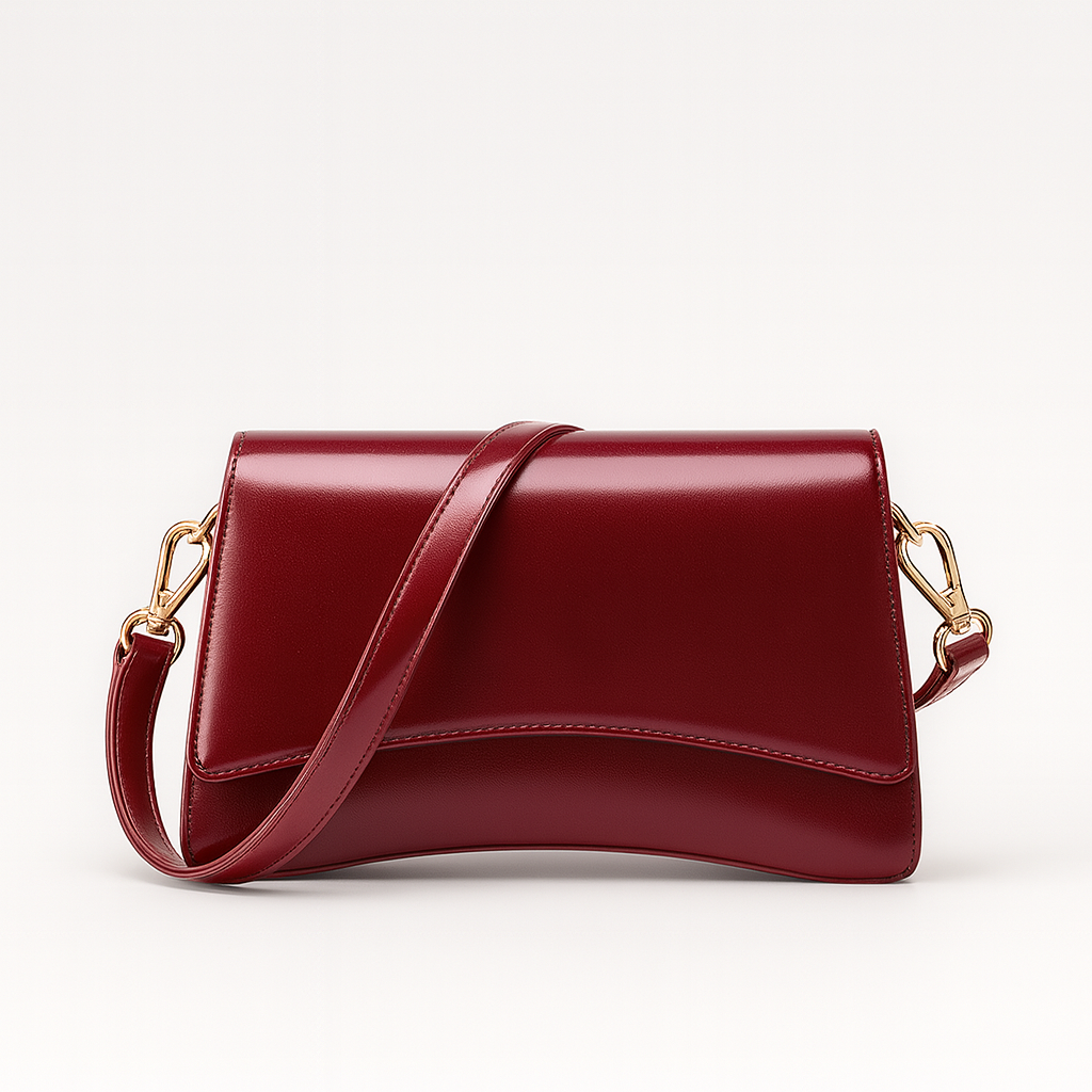 Rectangular shoulder bag with a detachable strap.