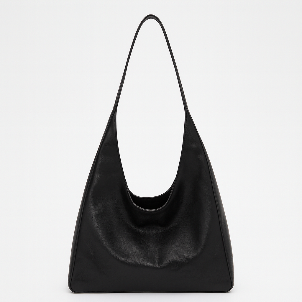 Simple slouchy shoulder bag with a single strap.