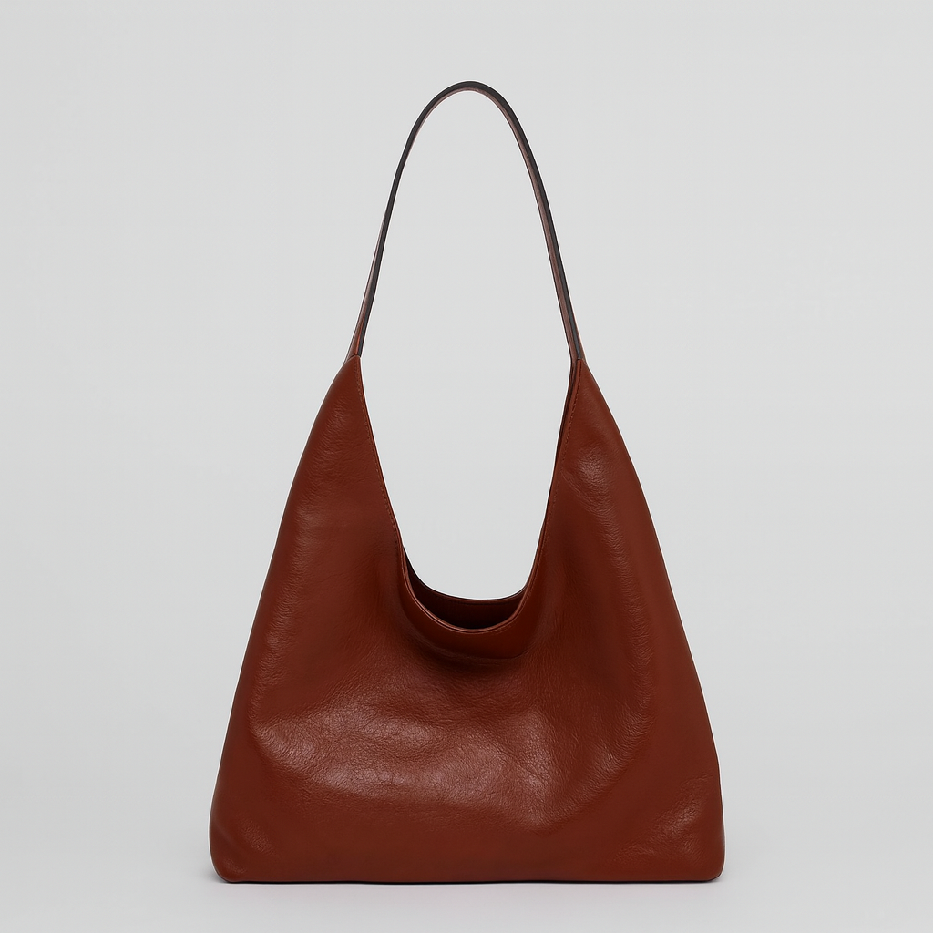 Simple slouchy shoulder bag with a single strap.