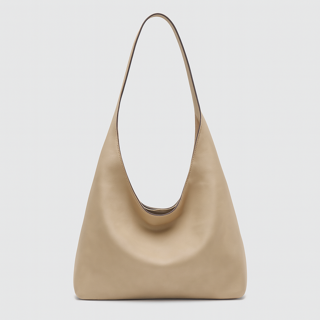 Simple slouchy shoulder bag with a single strap.
