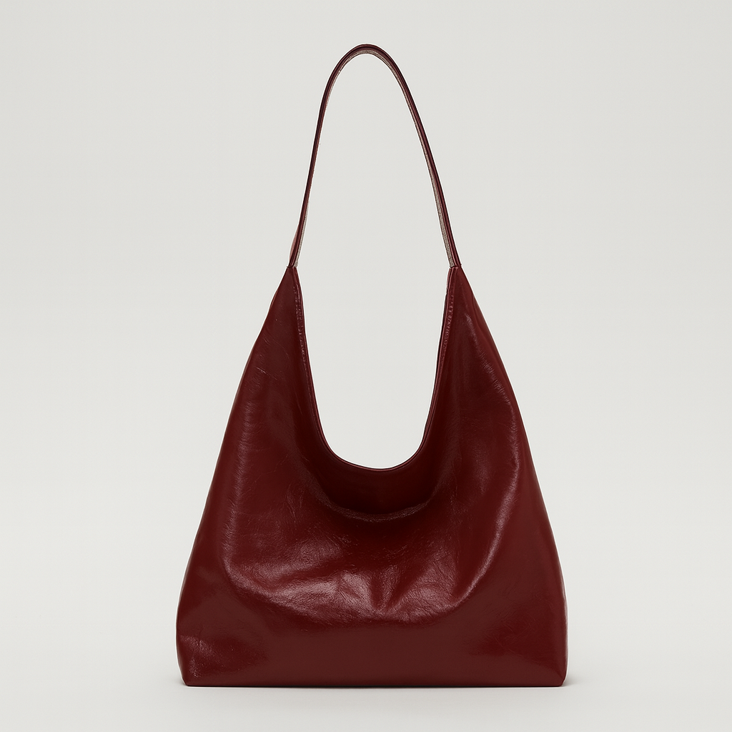 Simple slouchy shoulder bag with a single strap.