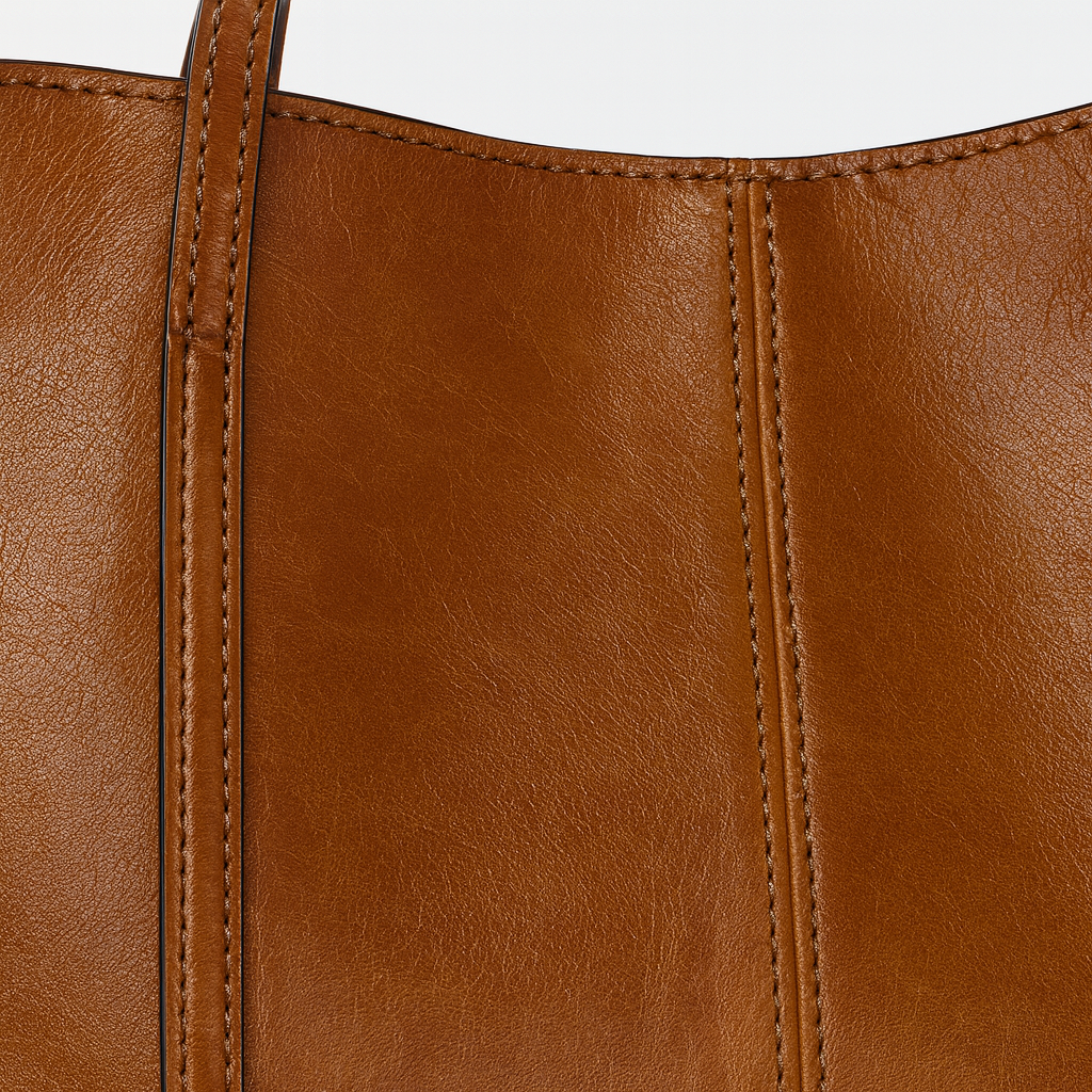 Large structured tote bag with long double shoulder straps.