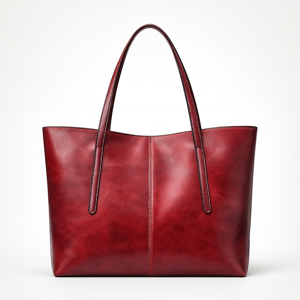 Large structured tote bag with long double shoulder straps.