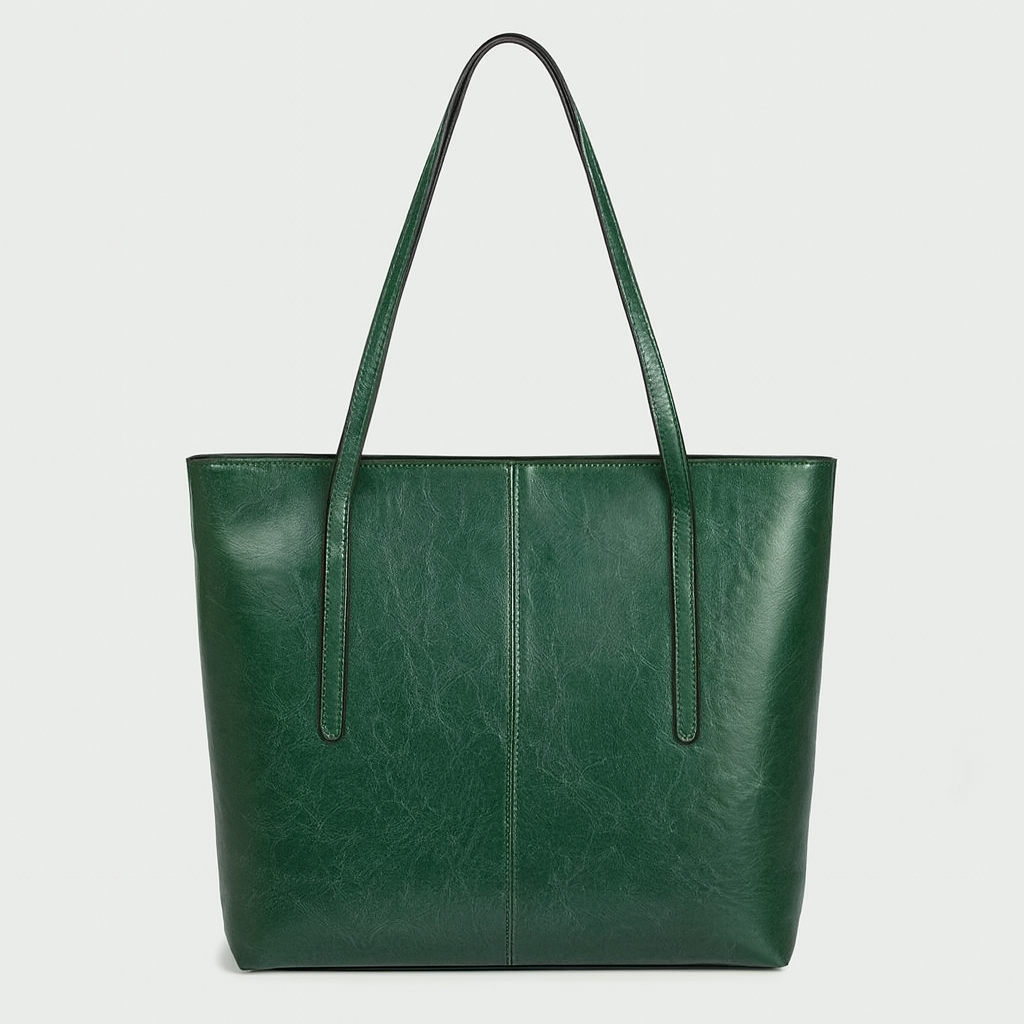 Large structured tote bag with long double shoulder straps.
